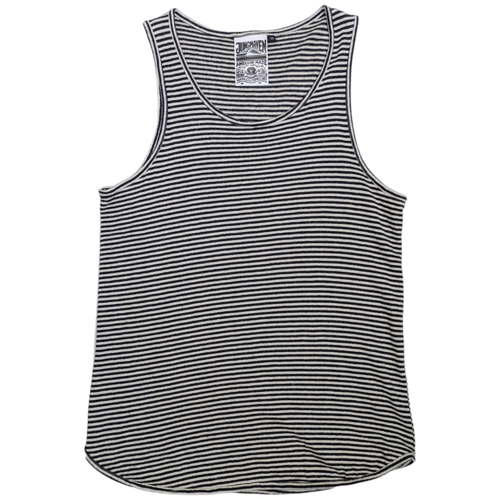 Jungmaven Yarn Dyed 7oz Midweight Hemp Cotton Tank Top Medium Black White Unisex